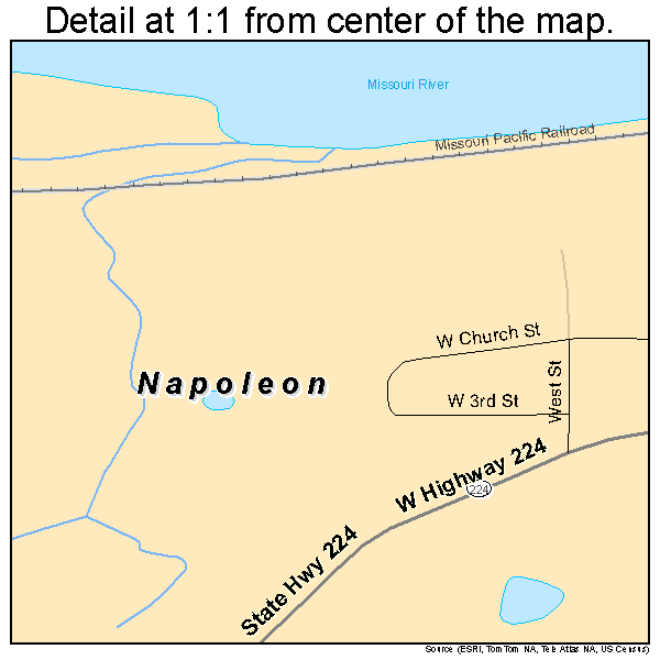 Napoleon, Missouri road map detail