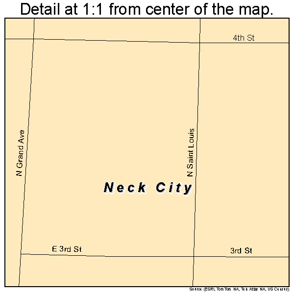 Neck City, Missouri road map detail