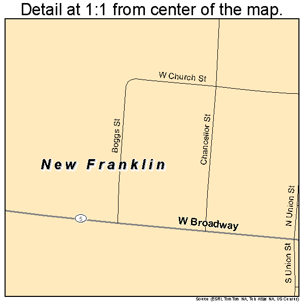 New Franklin, Missouri road map detail