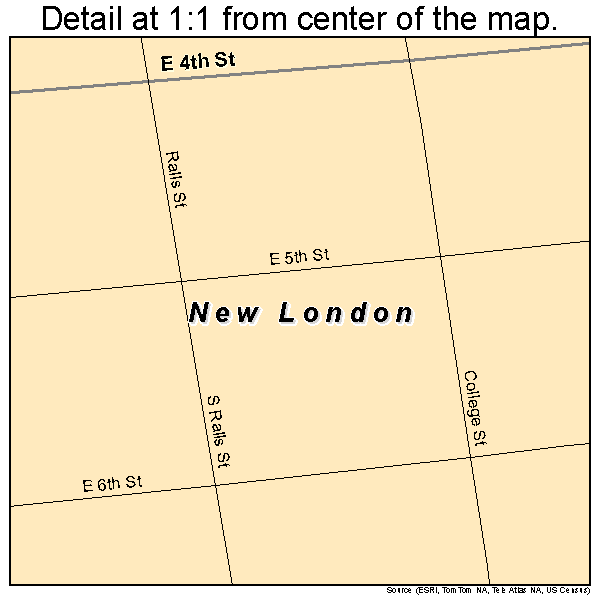 New London, Missouri road map detail