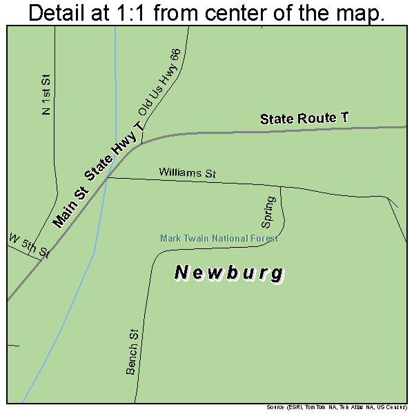 Newburg, Missouri road map detail