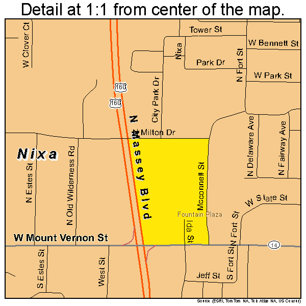 Nixa, Missouri road map detail