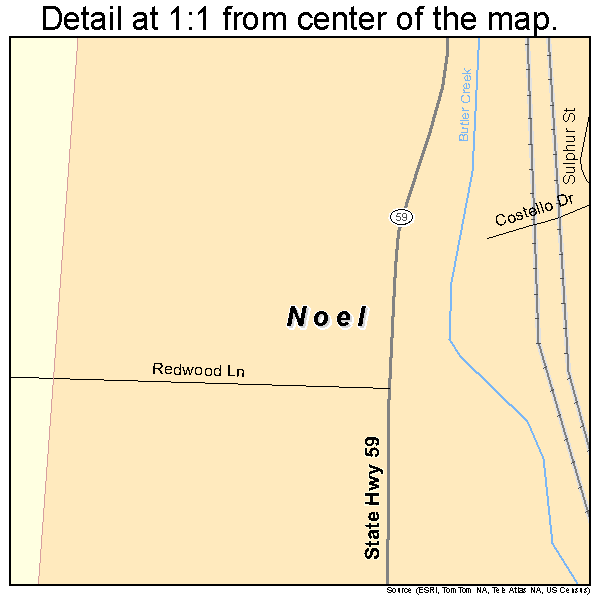 Noel, Missouri road map detail