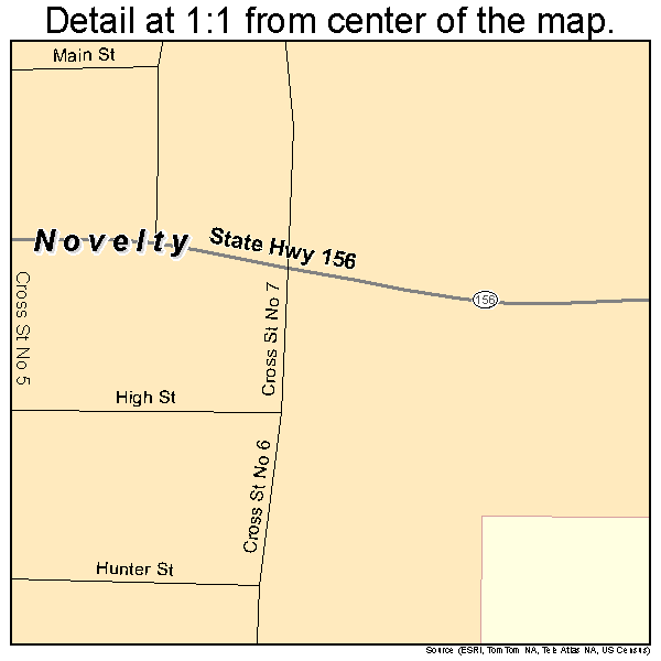 Novelty, Missouri road map detail