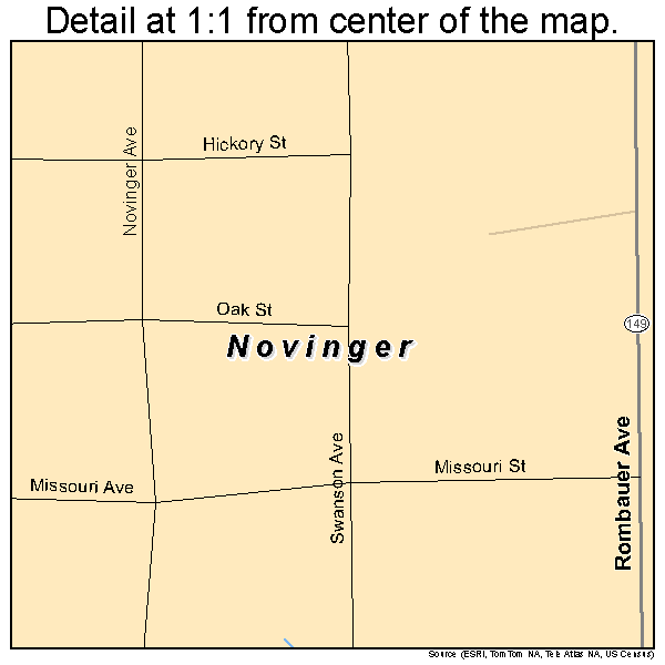 Novinger, Missouri road map detail