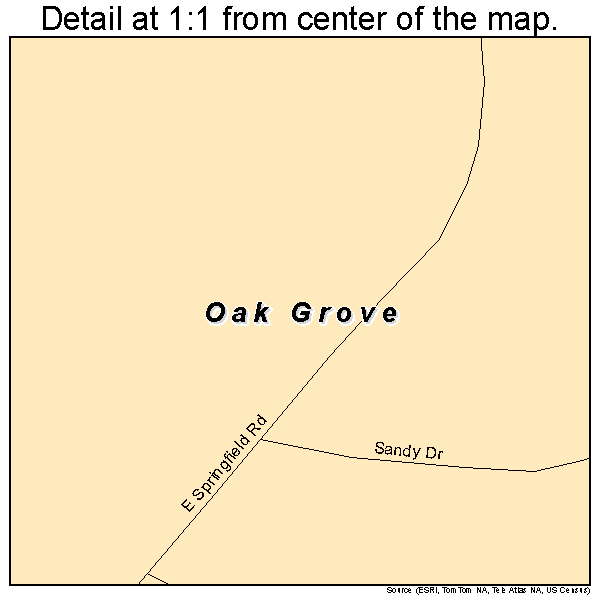 Oak Grove, Missouri road map detail