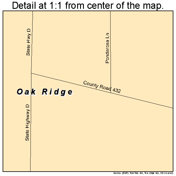 Oak Ridge, Missouri road map detail