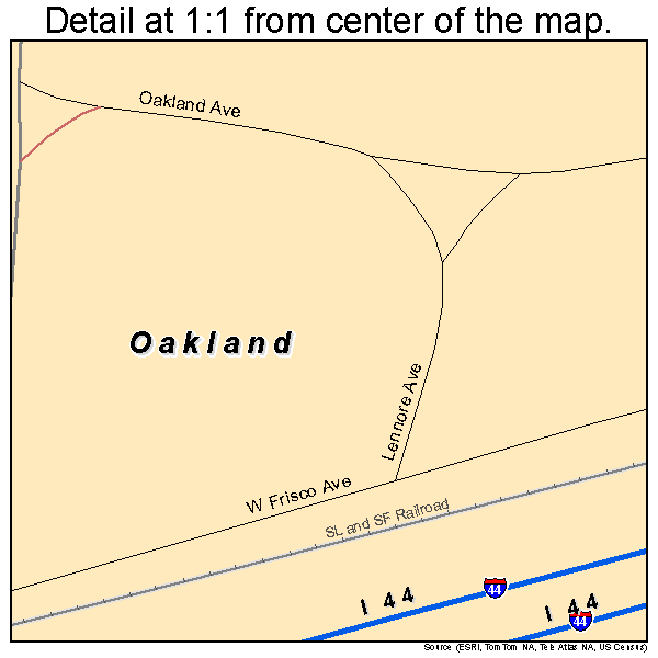 Oakland, Missouri road map detail