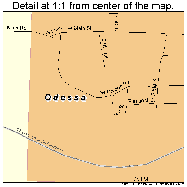 Odessa, Missouri road map detail