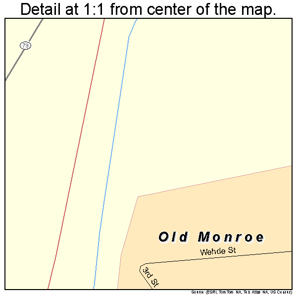 Old Monroe, Missouri road map detail