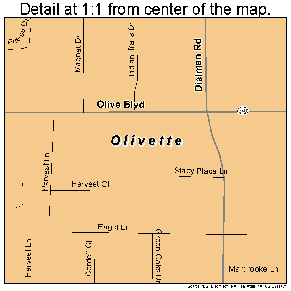 Olivette, Missouri road map detail