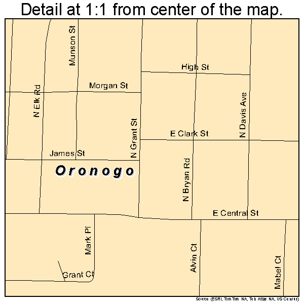 Oronogo, Missouri road map detail
