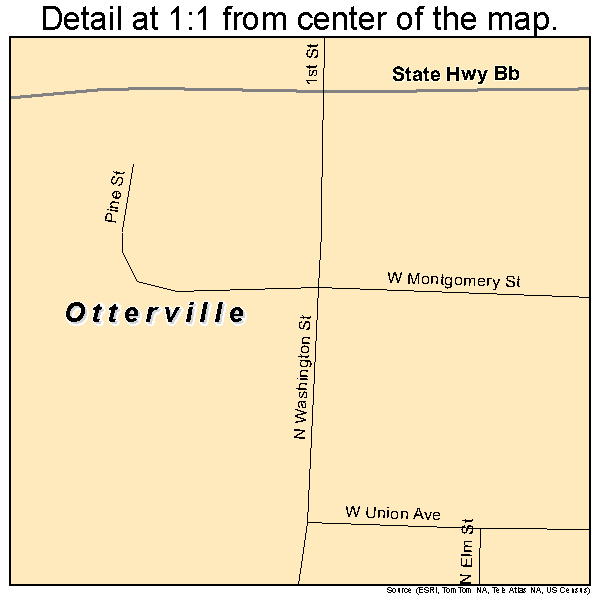 Otterville, Missouri road map detail
