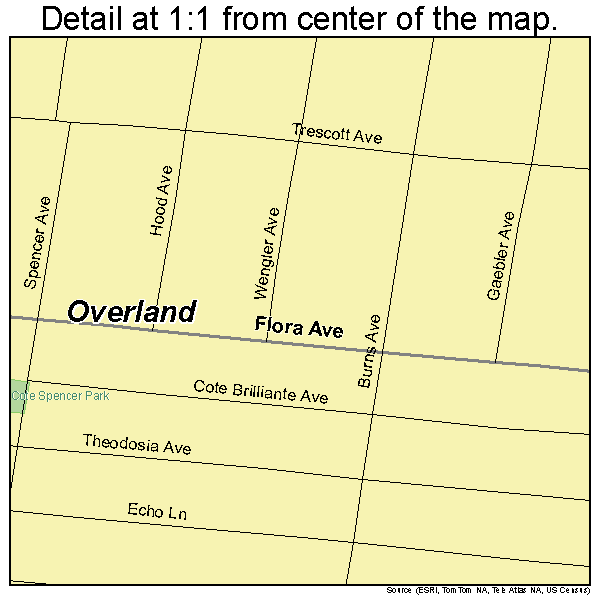 Overland, Missouri road map detail