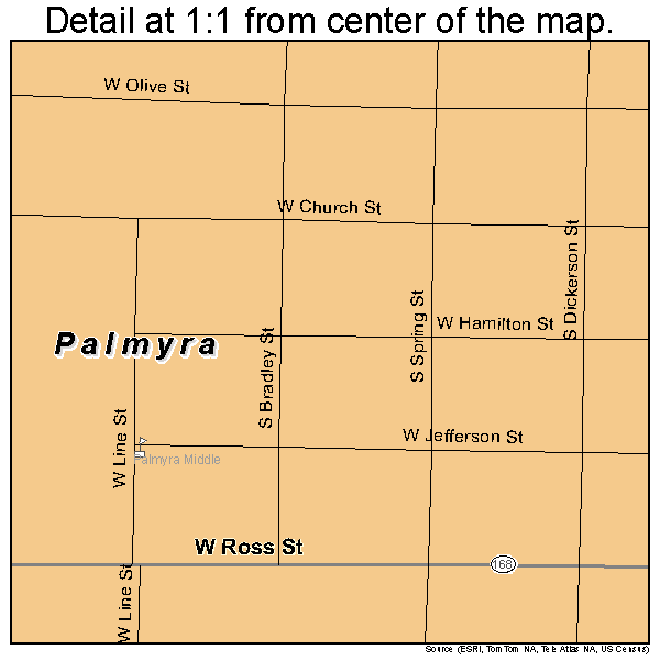 Palmyra, Missouri road map detail