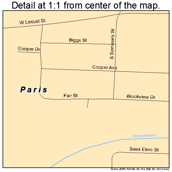 Paris, Missouri road map detail