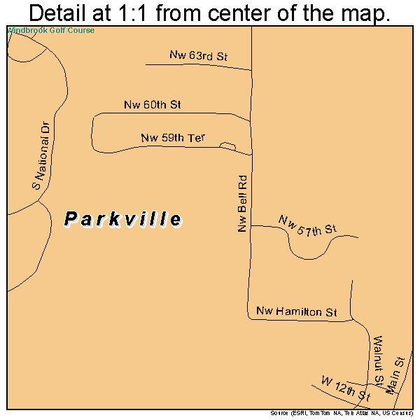 Parkville, Missouri road map detail