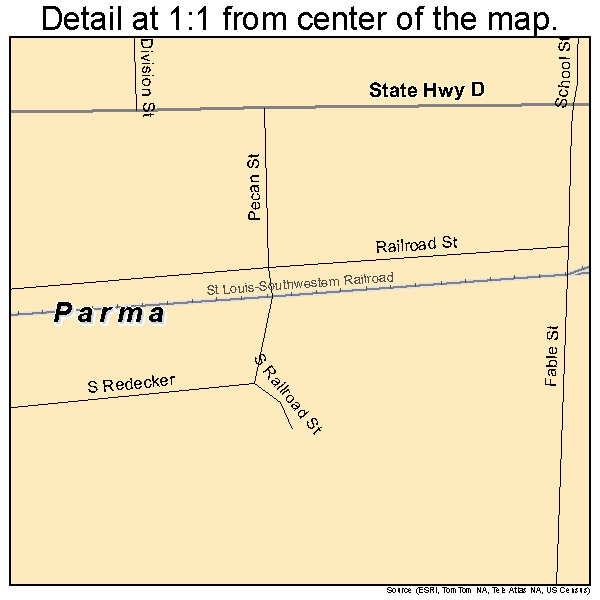 Parma, Missouri road map detail