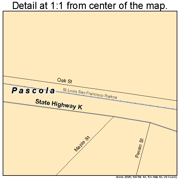 Pascola, Missouri road map detail