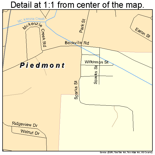 Piedmont, Missouri road map detail