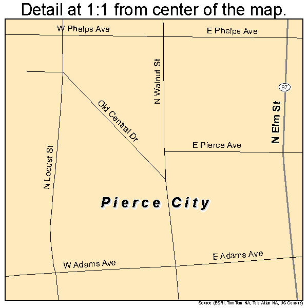 Pierce City, Missouri road map detail