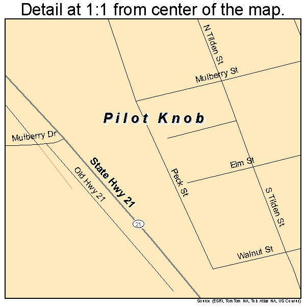 Pilot Knob, Missouri road map detail