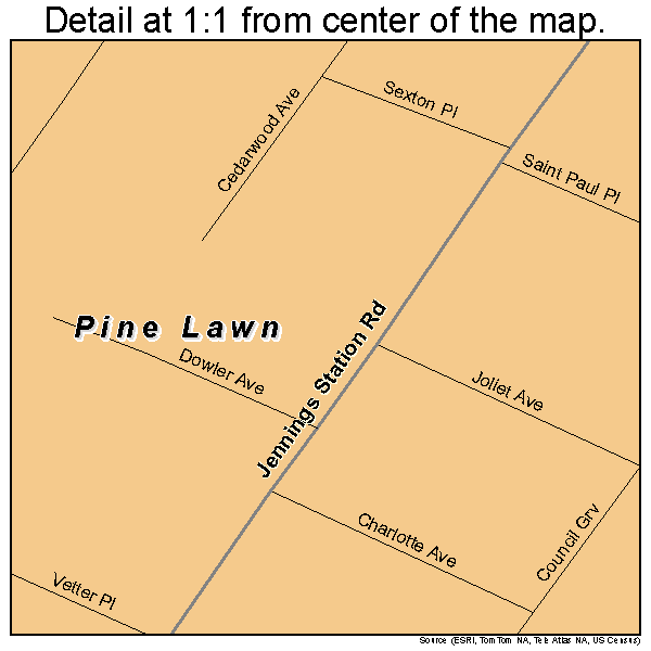 Pine Lawn, Missouri road map detail