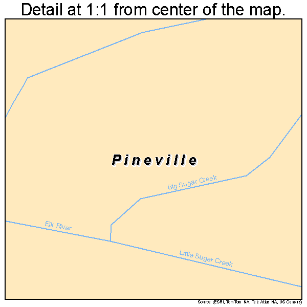 Pineville, Missouri road map detail