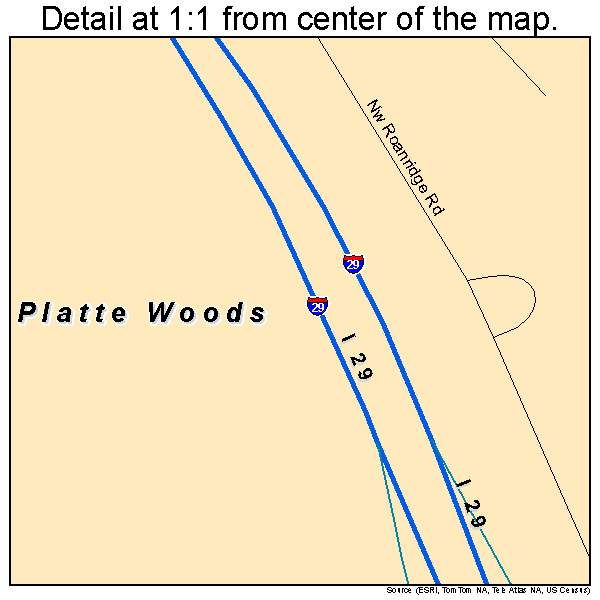 Platte Woods, Missouri road map detail