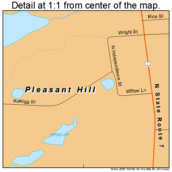 Pleasant Hill, Missouri road map detail