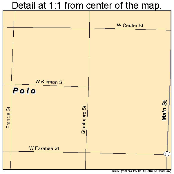 Polo, Missouri road map detail