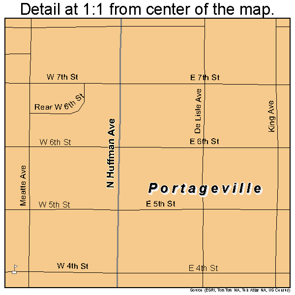 Portageville, Missouri road map detail