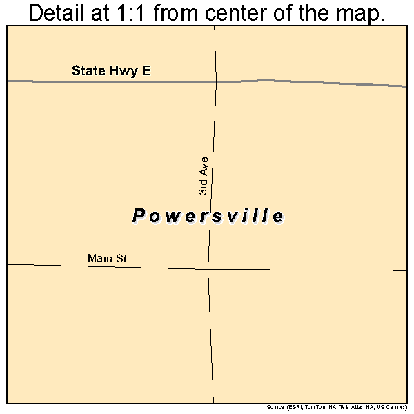 Powersville, Missouri road map detail