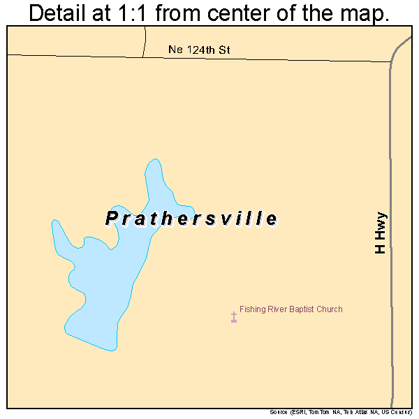 Prathersville, Missouri road map detail