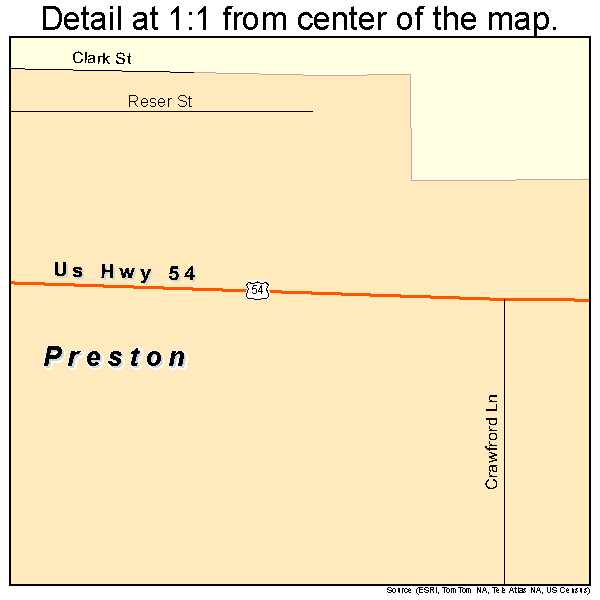 Preston, Missouri road map detail