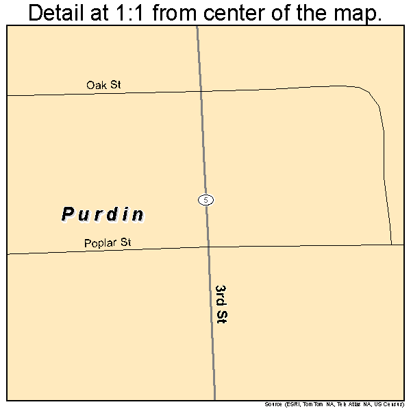 Purdin, Missouri road map detail