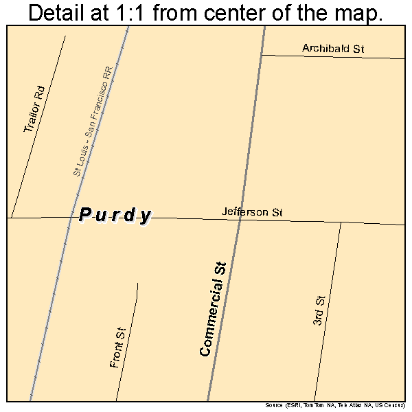 Purdy, Missouri road map detail