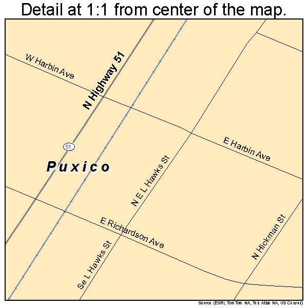 Puxico, Missouri road map detail