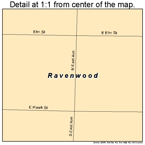Ravenwood, Missouri road map detail