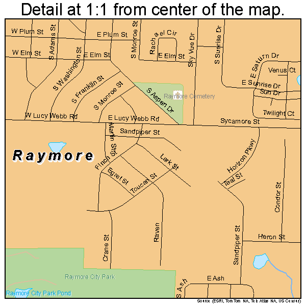 Raymore, Missouri road map detail