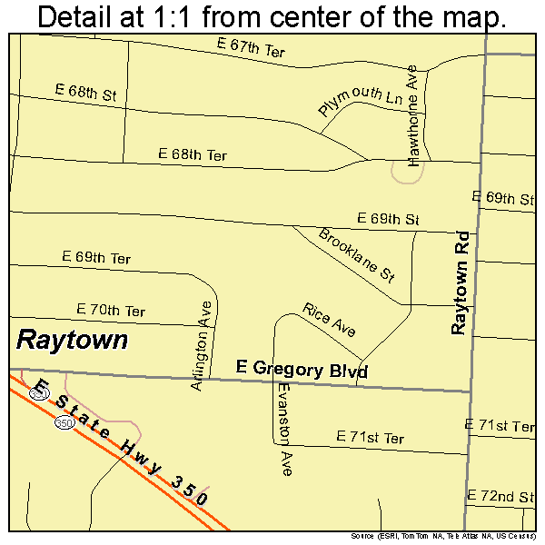 Raytown, Missouri road map detail