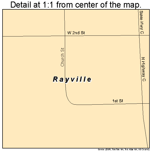 Rayville, Missouri road map detail