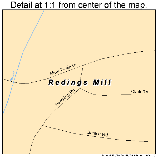 Redings Mill, Missouri road map detail