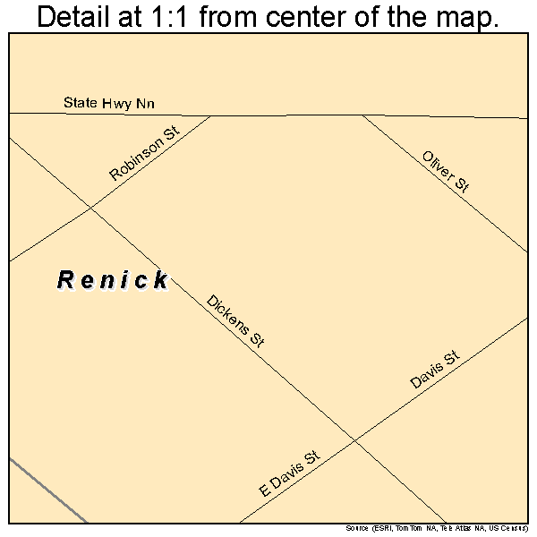 Renick, Missouri road map detail