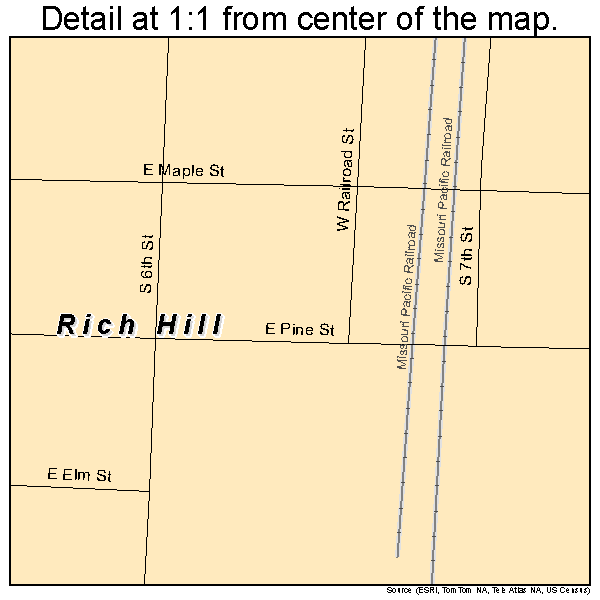 Rich Hill, Missouri road map detail