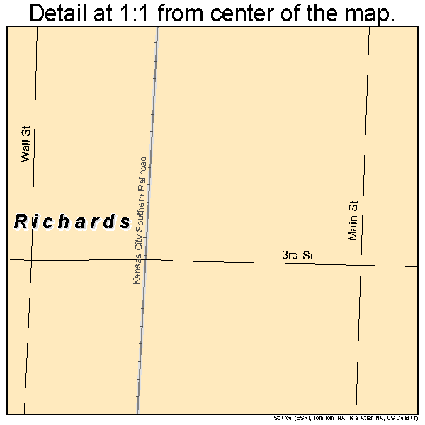 Richards, Missouri road map detail