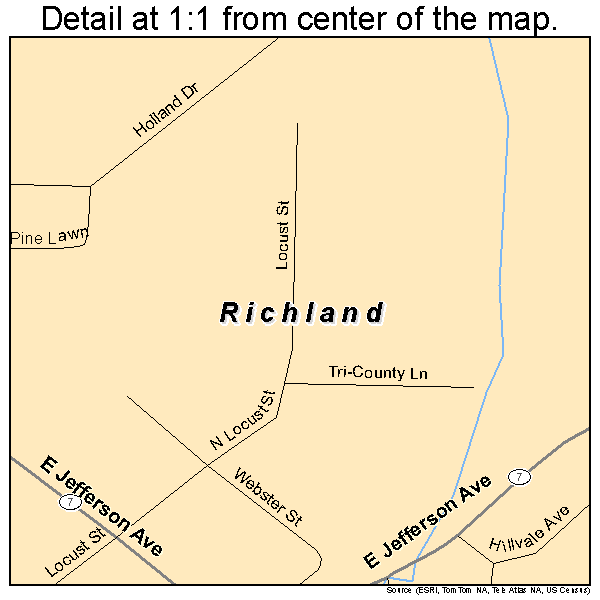 Richland, Missouri road map detail