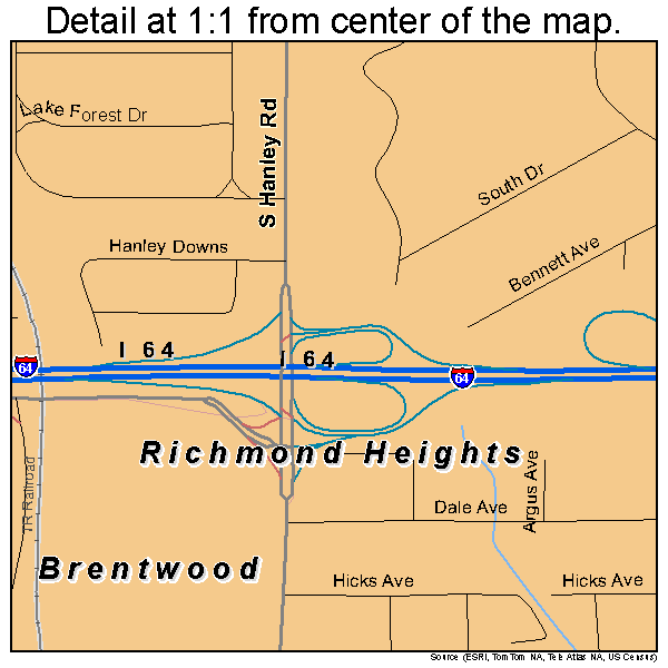 Richmond Heights, Missouri road map detail
