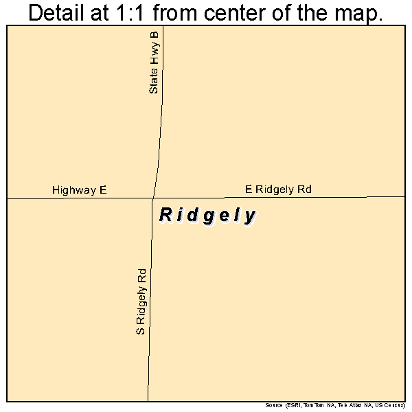 Ridgely, Missouri road map detail