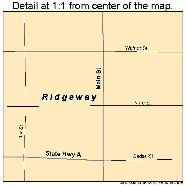 Ridgeway, Missouri road map detail